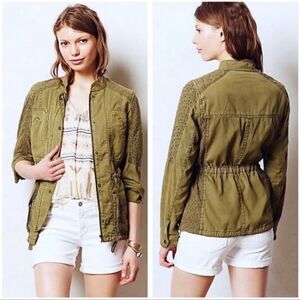Anthropologie Hei Hei Marais Eyelet Anorak Green Cargo Jacket